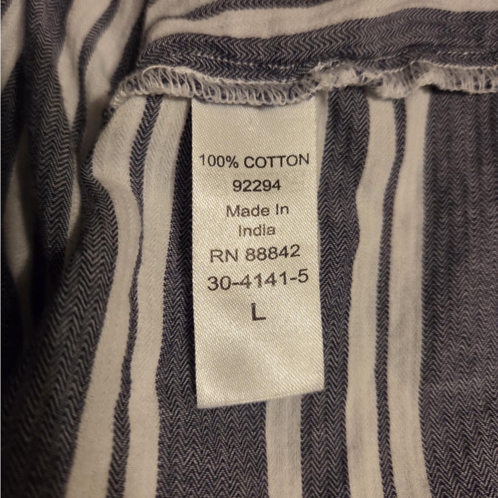 Woman Within Navy and White Striped Blouse - Picture 3 of 5